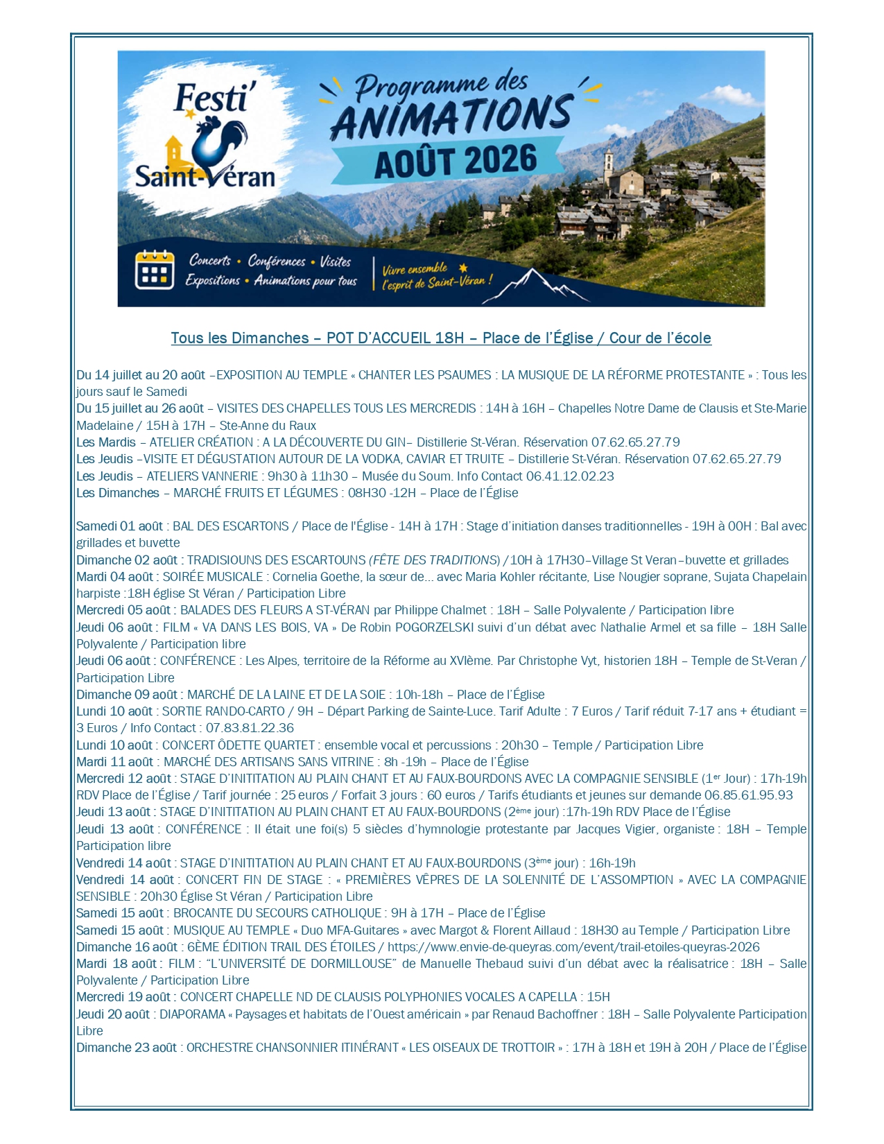 programme animations aout 2026
